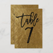 Gold Leaf Folie Moderne Script Table Number 7 Kaart (Voorkant / Achterkant)