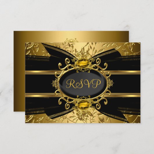 Gold Leaf & Gem 50e Jubileum RSVP (Voorkant / Achterkant)