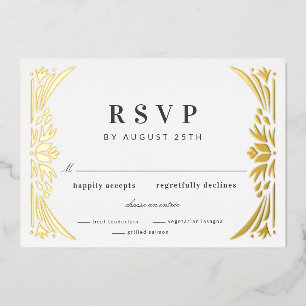 Gold Leaf Gilded Age Folie Wedding RSVP Uitnodiging