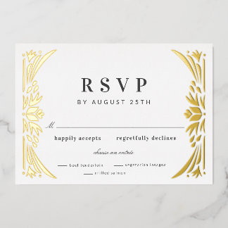 Gold Leaf Gilded Age Folie Wedding RSVP Uitnodiging