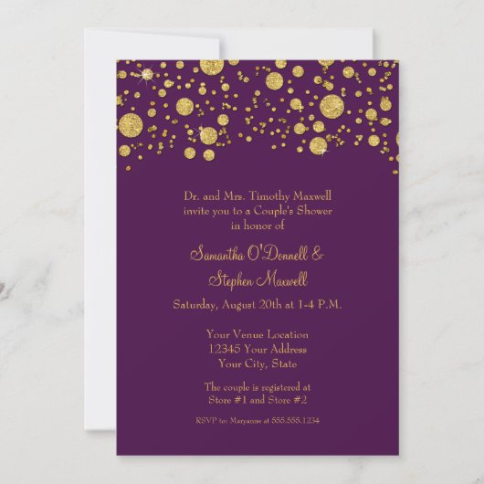 Gold Leaf Glitter Confetti Stippen Couples Shower Kaart (Voorkant)
