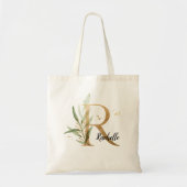Gold Leaf Greenery Elegant Foliage Monogram "R" Tote Bag (Voorkant)