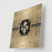 Gold Leaf Kijk Fleur de Lis Faux  Jewel Vierkante Klok (Hoek)