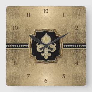 Gold Leaf Kijk Fleur de Lis Faux  Jewel Vierkante Klok