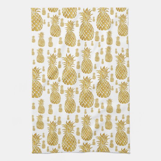 Gold Leaf Look Pineapple Patroon Theedoek (Verticaal)