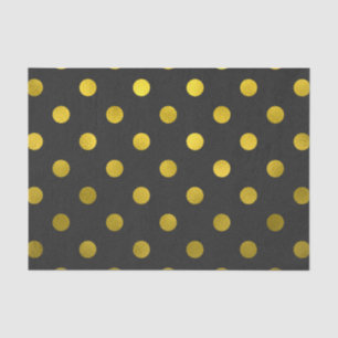 Gold Leaf Metallic Faux Foil Large Polka Dot Black Tissuepapier