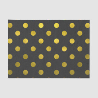 Gold Leaf Metallic Faux Foil Large Polka Dot Black Tissuepapier