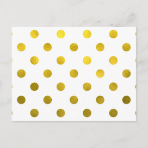 Gold Leaf Metallic Faux Foil Large Polka Dot White Briefkaart