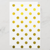 Gold Leaf Metallic Faux Foil Large Polka Dot White Briefpapier (Voorkant / Achterkant)