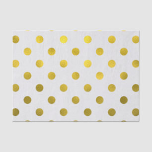 Gold Leaf Metallic Faux Foil Large Polka Dot White Tissuepapier