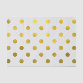 Gold Leaf Metallic Faux Foil Large Polka Dot White Tissuepapier