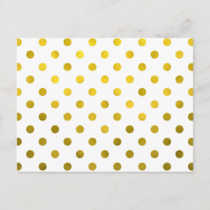 Gold Leaf Metallic Faux Foil Small Polka Dot White Briefkaart
