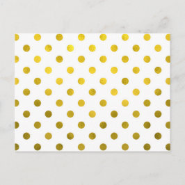 Gold Leaf Metallic Faux Foil Small Polka Dot White Briefkaart