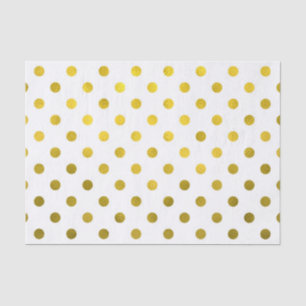 Gold Leaf Metallic Faux Foil Small Polka Dot White Tissuepapier