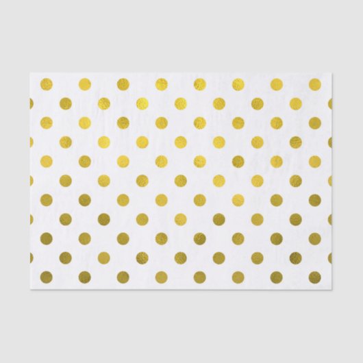 Gold Leaf Metallic Faux Foil Small Polka Dot White Tissuepapier (Voorkant)