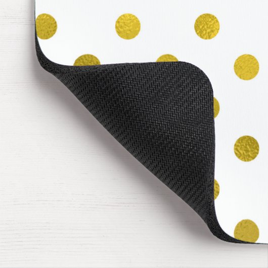 Gold Leaf Metallic Polka Dot on White Stippen Patt Muismat (Hoek)