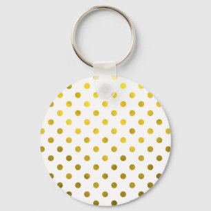 Gold Leaf Metallic Polka Dot on White Stippen Patt Sleutelhanger