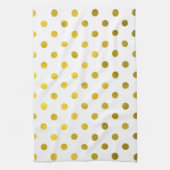 Gold Leaf Metallic Polka Dot on White Stippen Patt Theedoek (Verticaal)