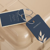 Gold Leaf Minimalist Monogram Marine Blauw Bagagelabel