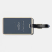 Gold Leaf Minimalist Monogram Marine Blauw Bagagelabel (Achterkant horizontaal)