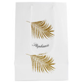 Gold Leaf Pattern Birthday Holiday - Aangepaste na Medium Cadeauzakje (Achterkant)