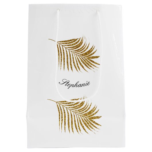Gold Leaf Pattern Birthday Holiday - Aangepaste na Medium Cadeauzakje (Achterkant)