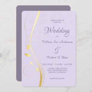 Gold Leaf Swirl Bleek Orchid Wedding Uitnodiging