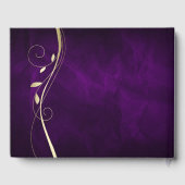 Gold Leaf Swirl Deep Paars Weddenschap Gastenboek (Achterkant)