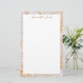 Gold Leaf White Marble Metallic | Gepersonaliseerd Briefpapier (Staand voorkant)