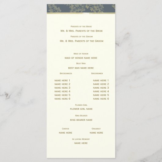 Gold Leaf Woodland Wedding Program Programma (Achterkant)