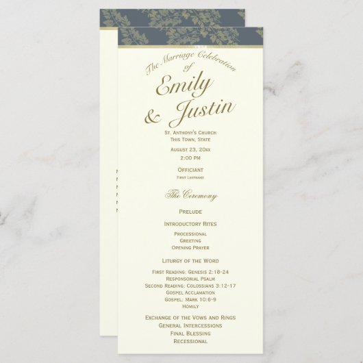 Gold Leaf Woodland Wedding Program Programma (Voorkant / Achterkant)