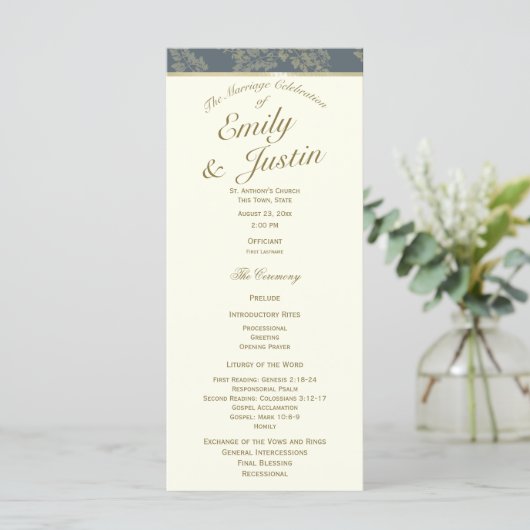 Gold Leaf Woodland Wedding Program Programma (Staand voorkant)