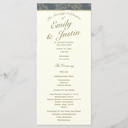 Gold Leaf Woodland Wedding Program Programma (Voorkant)