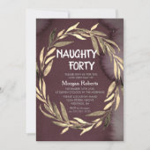 Gold Leaf Wreath Homme 40e anniversaire Invitation (Devant)