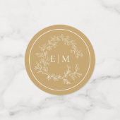 Gold Leafy Crest Monogram Weddenschap Confetti (Kleine voorkant)