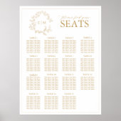 Gold Leafy Crest Monogram Weddenschap Poster (Voorkant)