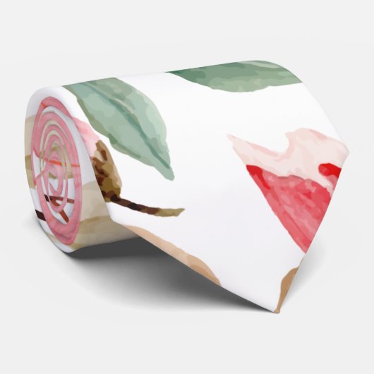 Gold Leafy Green Dusty Blush Pink Pattern Stropdas (Opgerold)