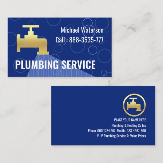 Gold Leaking Faucet Waterdrops Visitekaartje (Voorkant / Achterkant)