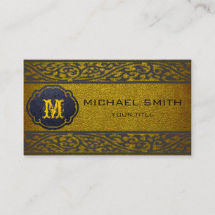 Gold Leather Black Damask Border Visitekaartje
