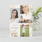 Gold Leaves 4 Foto Afstudeerder Announement Aankondiging (Staand voorkant)