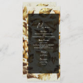 Gold Leaves Almond Beige & Black Fall Wedding Menu (Voorkant / Achterkant)