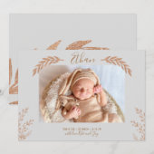 Gold Leaves Birth Announounding Kaart (Voorkant / Achterkant)