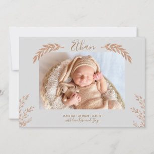 Gold Leaves Birth Announounding Kaart