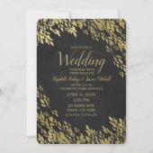 Gold Leaves & Black Chalk Chic Rustic Wedding Kaart (Voorkant)