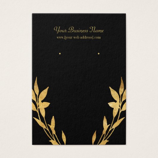 Gold Leaves Black Custom Oorsprongskaart Visitekaartje (Voorkant)