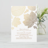 Gold Leaves Elegant Fall Wedding Kaart (Staand voorkant)