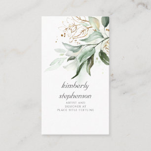 Gold Leaves en Eucalyptus Greenery Dreamweaver Fad Visitekaartje