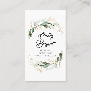 Gold Leaves en Eucalyptus Greenery Elegant Modern Visitekaartje
