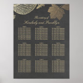 Gold Leaves Fall Wedding Seating Chart Poster (Voorkant)