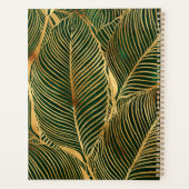 Gold Leaves Forest Green Elegant Pattern Planner (Achterkant)